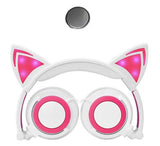 Foldable Earphone Cat Ear LED Headphones personality Child Glowing Light Gaming Cat ears Headset for Xiaomi iPhone Smartphone