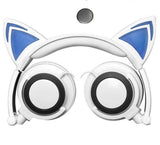 Foldable Earphone Cat Ear LED Headphones personality Child Glowing Light Gaming Cat ears Headset for Xiaomi iPhone Smartphone