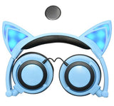 Foldable Earphone Cat Ear LED Headphones personality Child Glowing Light Gaming Cat ears Headset for Xiaomi iPhone Smartphone