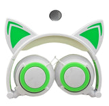 Foldable Earphone Cat Ear LED Headphones personality Child Glowing Light Gaming Cat ears Headset for Xiaomi iPhone Smartphone
