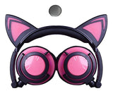 Foldable Earphone Cat Ear LED Headphones personality Child Glowing Light Gaming Cat ears Headset for Xiaomi iPhone Smartphone