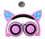 Foldable Earphone Cat Ear LED Headphones personality Child Glowing Light Gaming Cat ears Headset for Xiaomi iPhone Smartphone